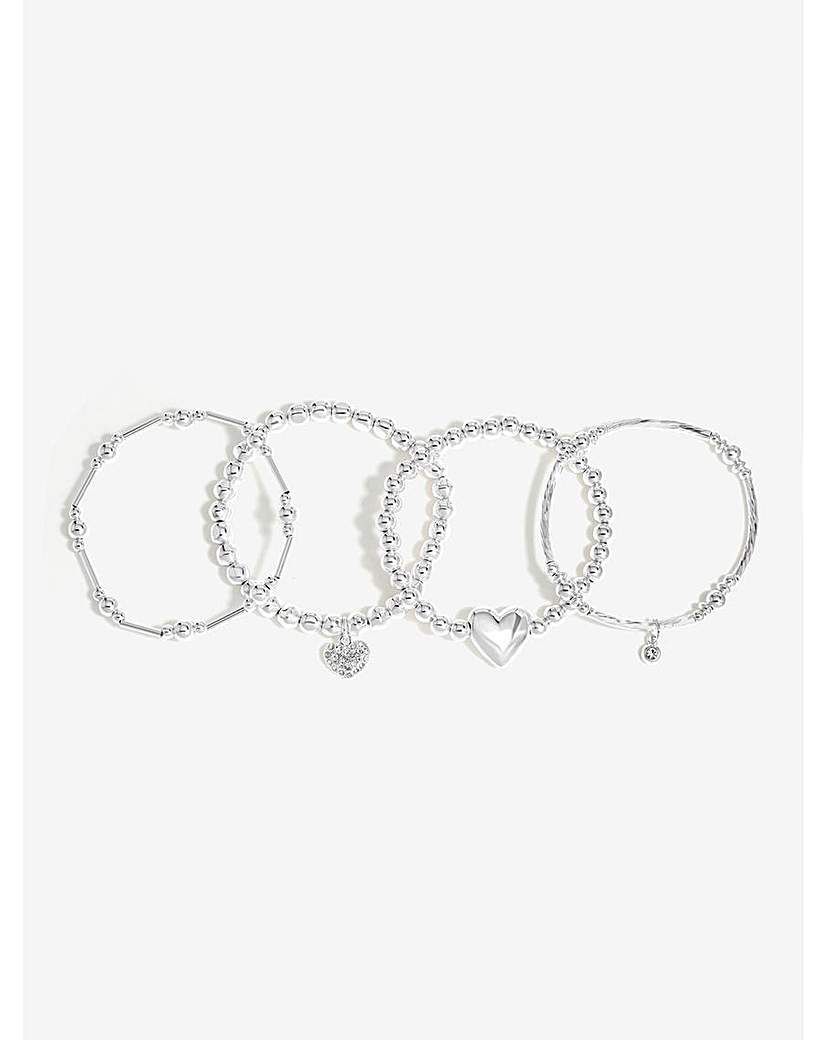 Mood Silver Heart Stretch Bracelets