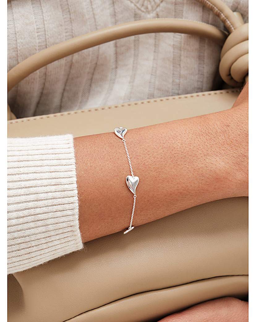 Simply Silver 925 Heart Station Bracelet