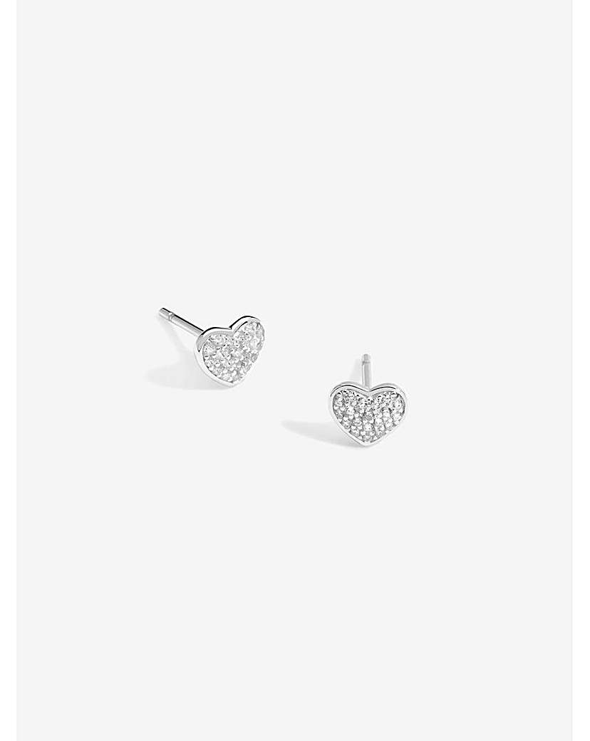 Simply Silver 925 Pave Heart Studs