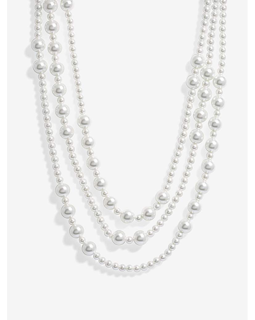 Mood Gold Cream Pearl Multirow Necklace