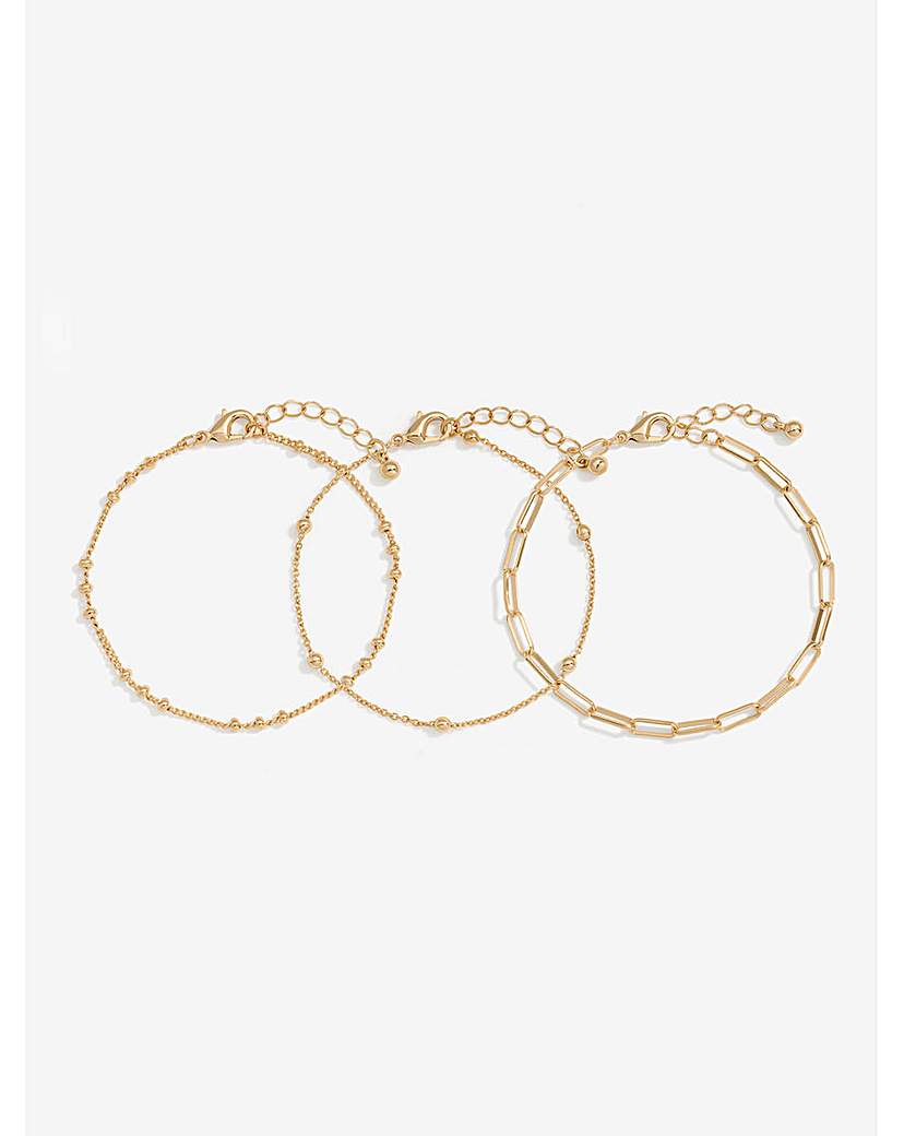 Mood Gold Polished Fine Chain Bracelets