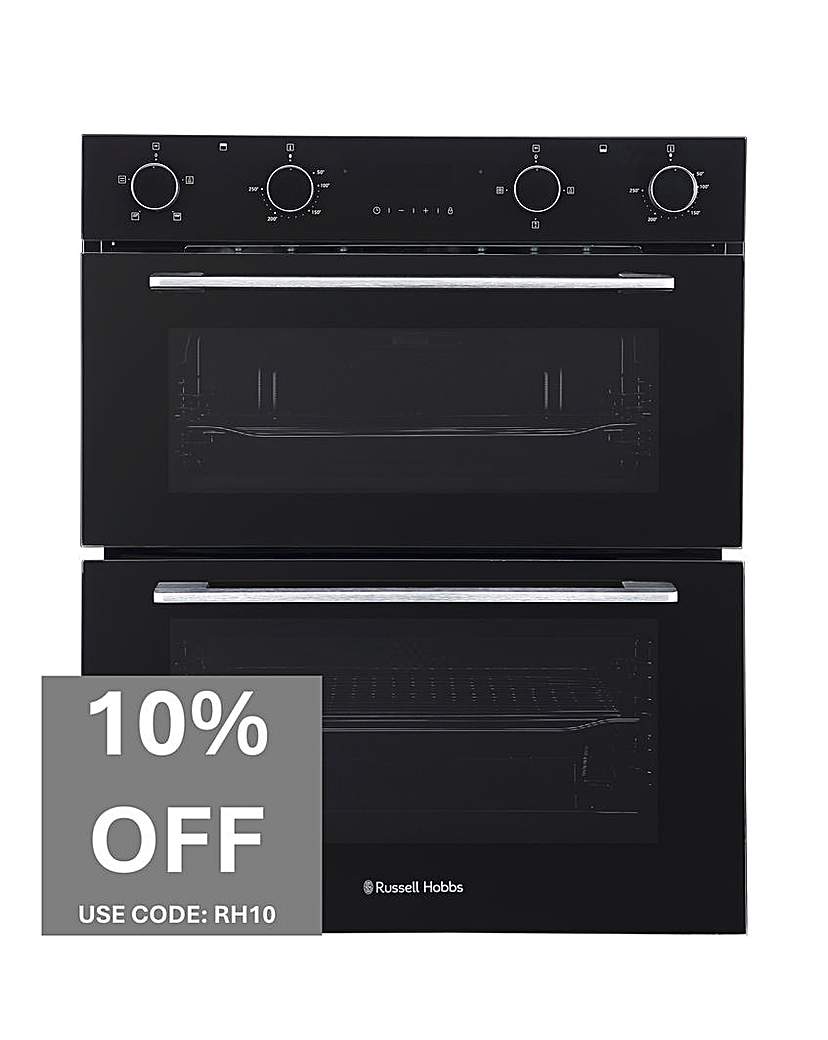 Russell Hobbs Built-Under Double Oven - Black - 92L Total Capacity - Fan Assisted - RH72DEO1001B