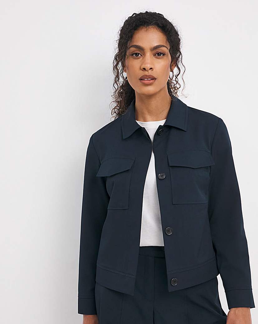 Twill Cropped Patch Pocket Shacket