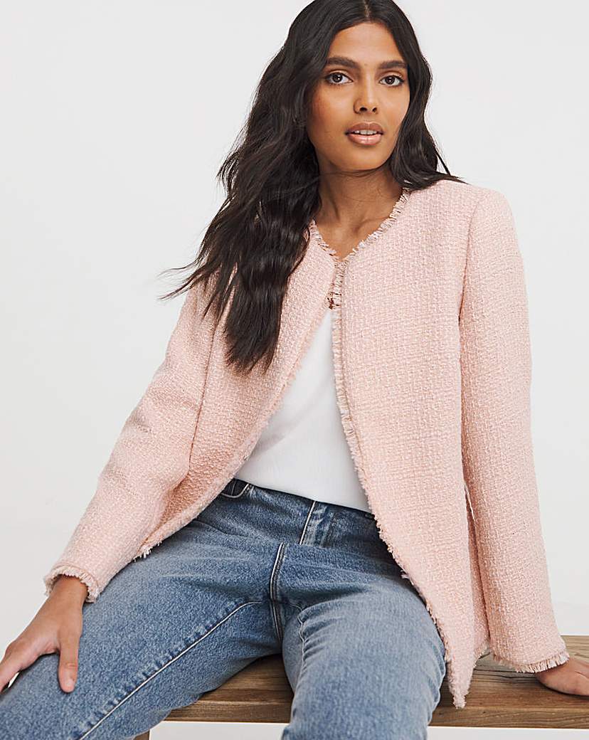 Collarless Boucle Blazer