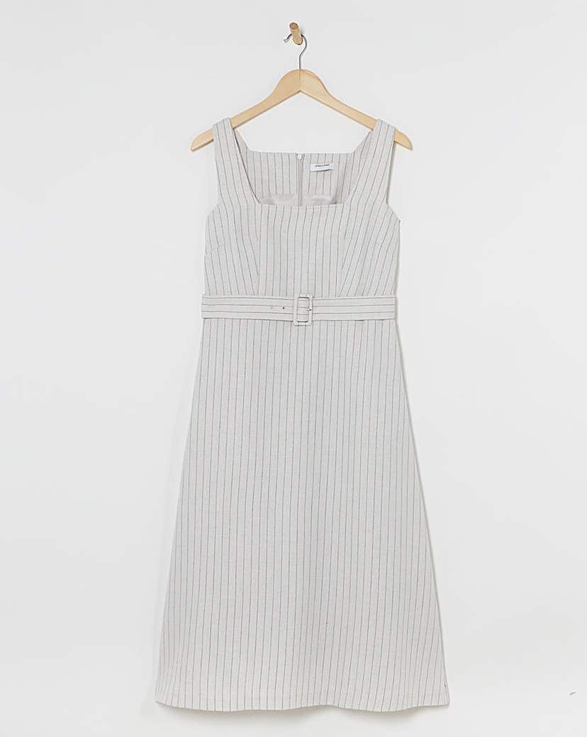 Pinstripe Linen Pinafore Dress