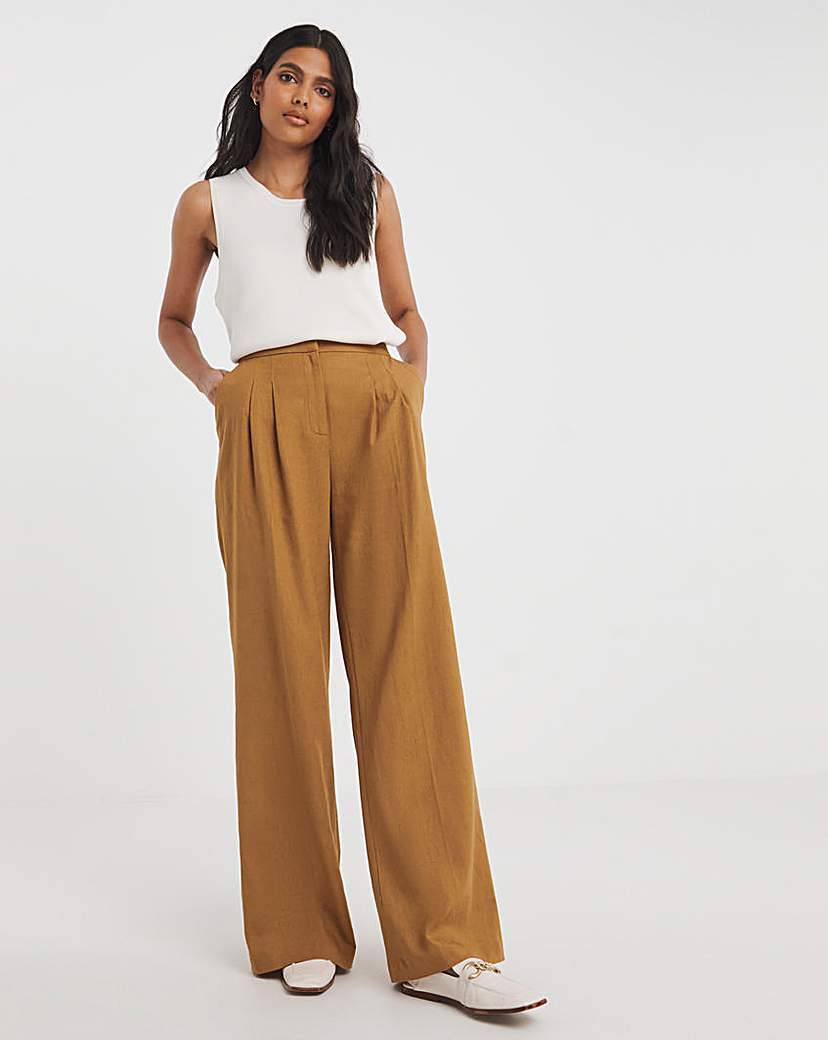 Linen Pleated Wide Leg Trousers