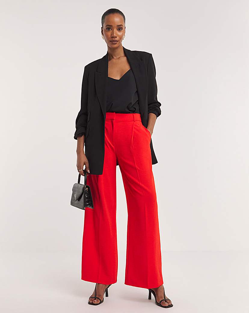 Textured Pleated Wide Leg Trousers