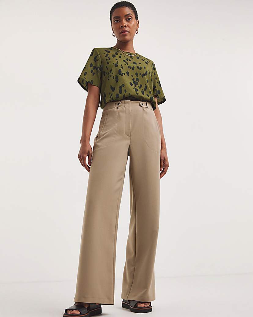 Adjustable Waist Wide Leg Trousers