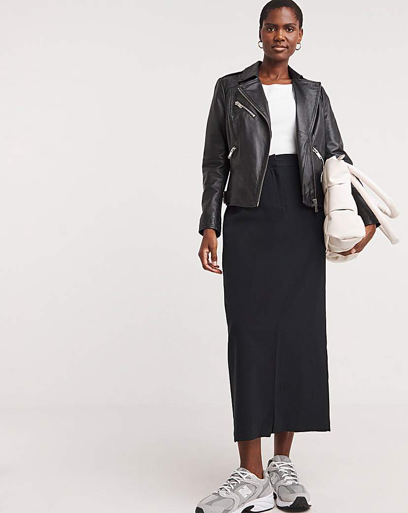 Black Split Front Pencil Skirt