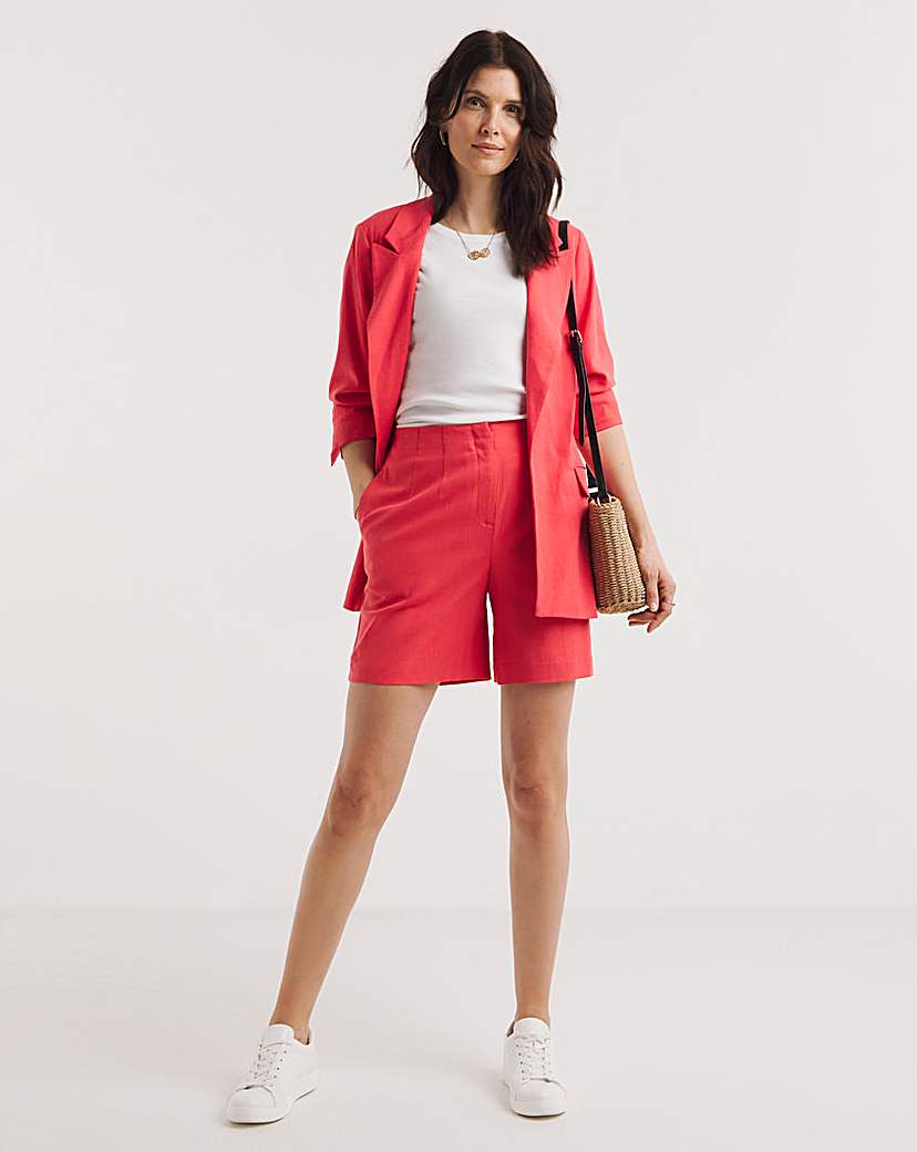 Coral Linen Bermuda Shorts