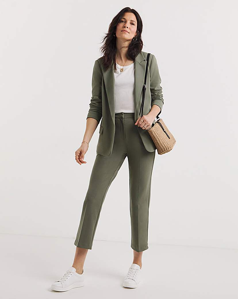 Soft Khaki Scuba Straight Leg Trousers