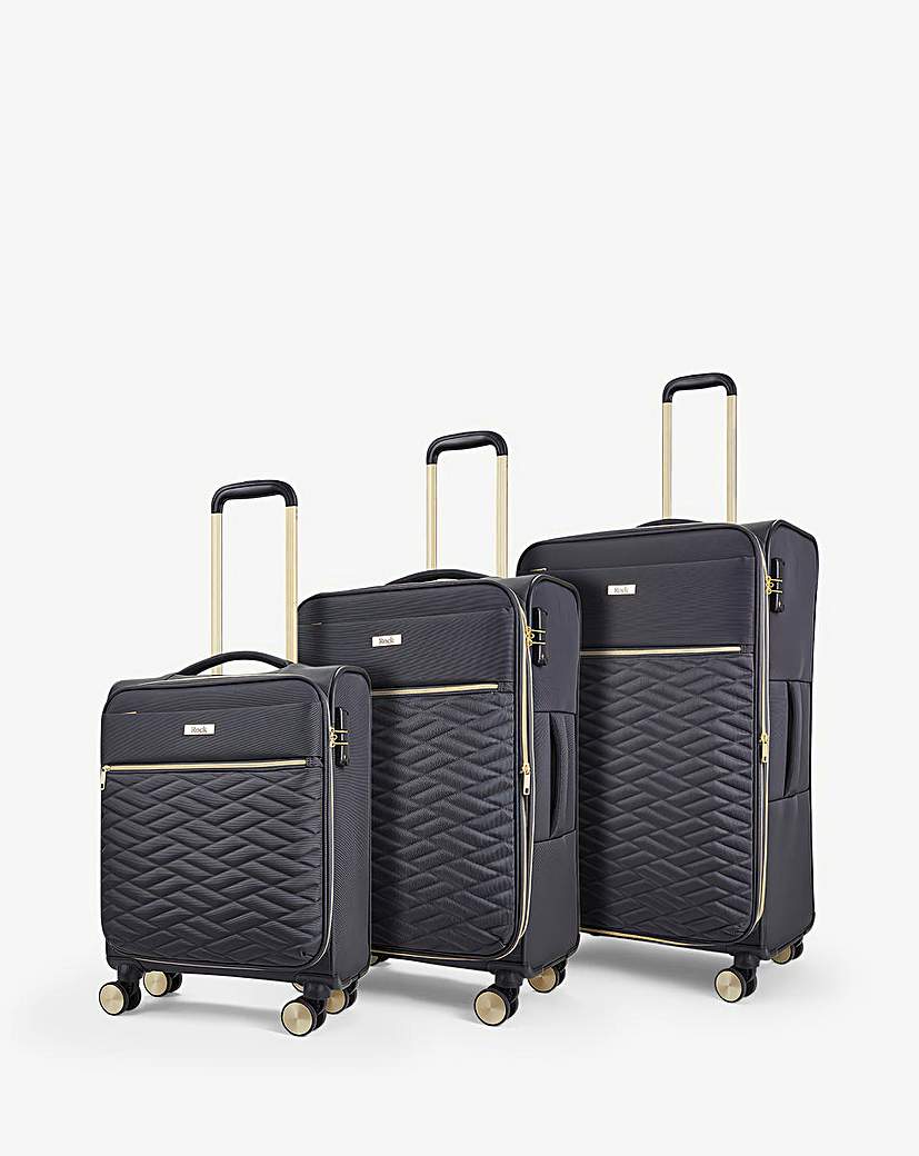 Rock Sloane 3pc Suitcase Set Charcoal