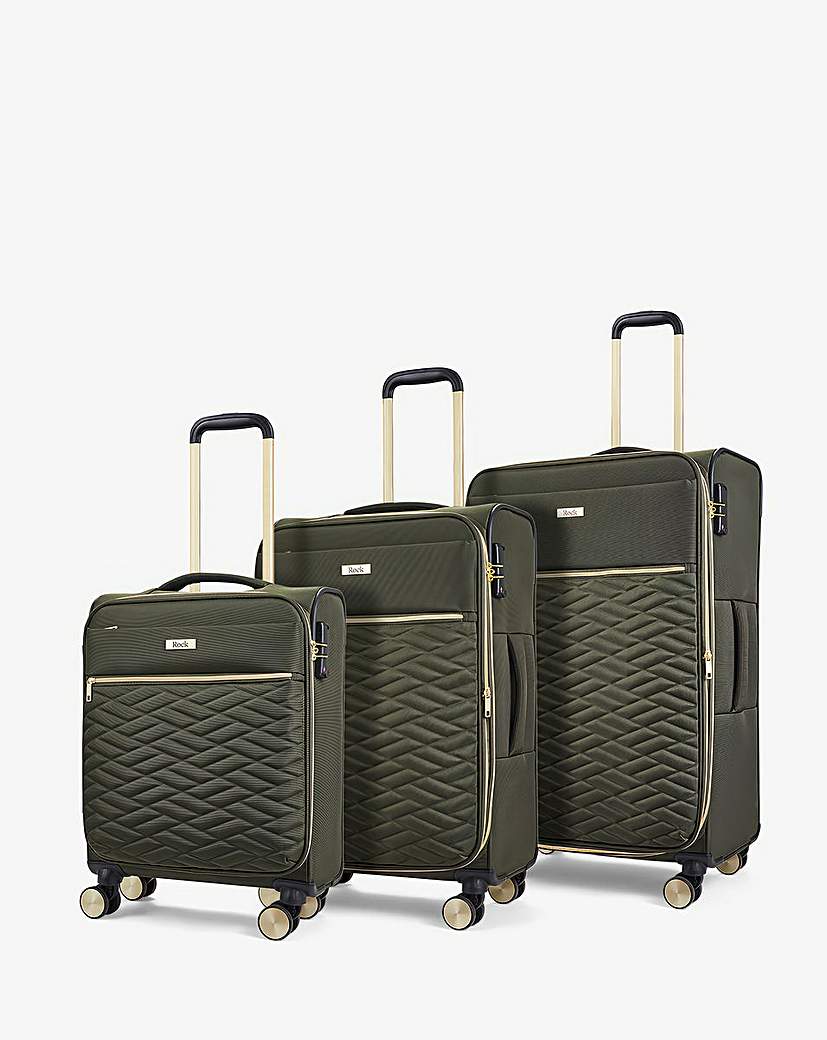 Rock Sloane 3pc Suitcase Set Khaki