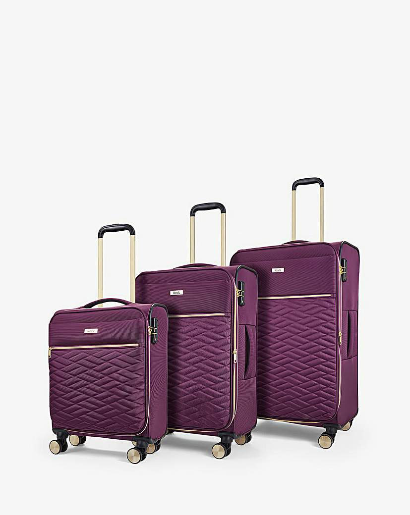 Rock Sloane 3pc Suitcase Set Purple