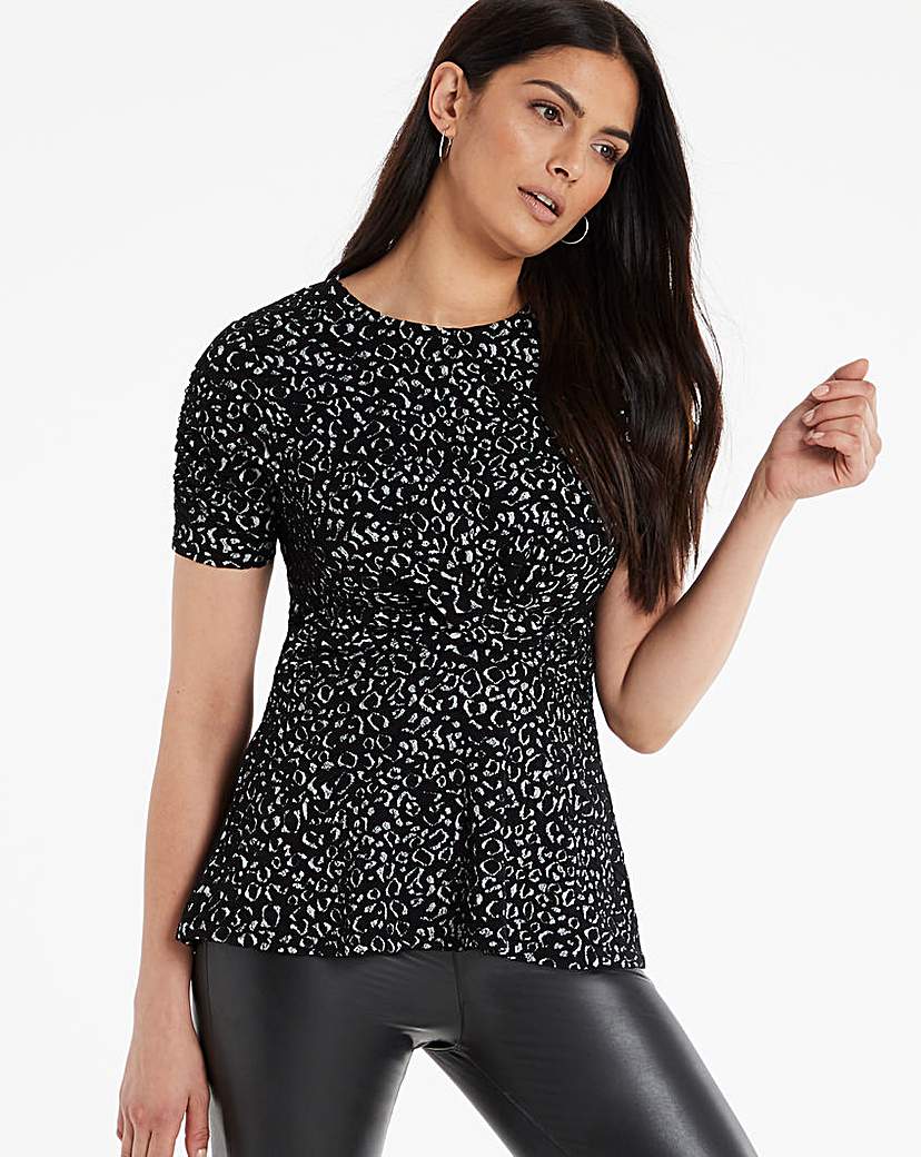 Image of Animal Jacquard Wrap Detail Top