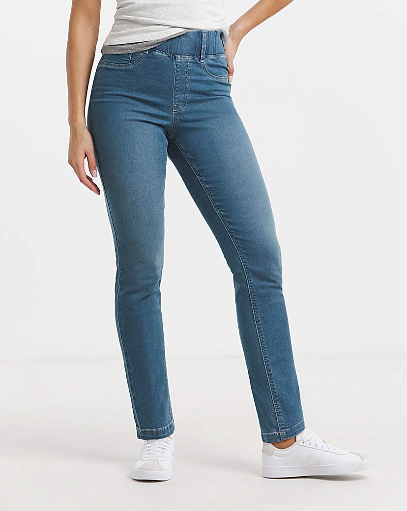 Mid Wash Slim Pull On Jeggings