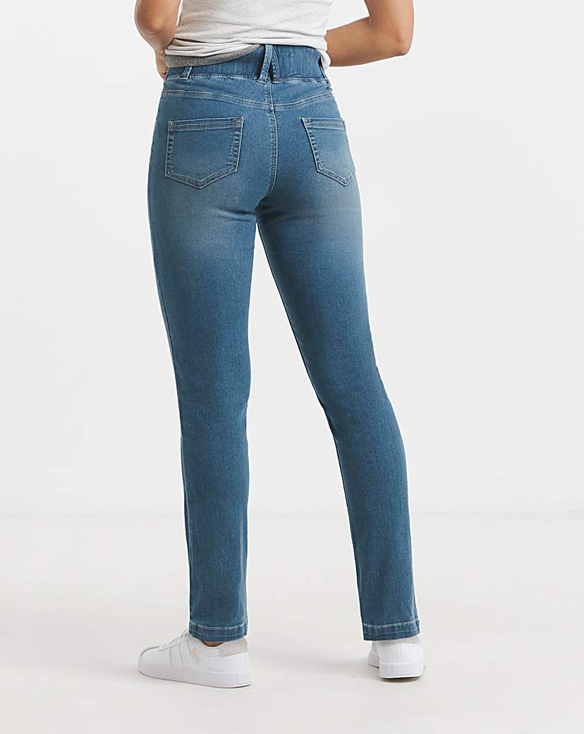 Mid Wash Slim Pull On Jeggings