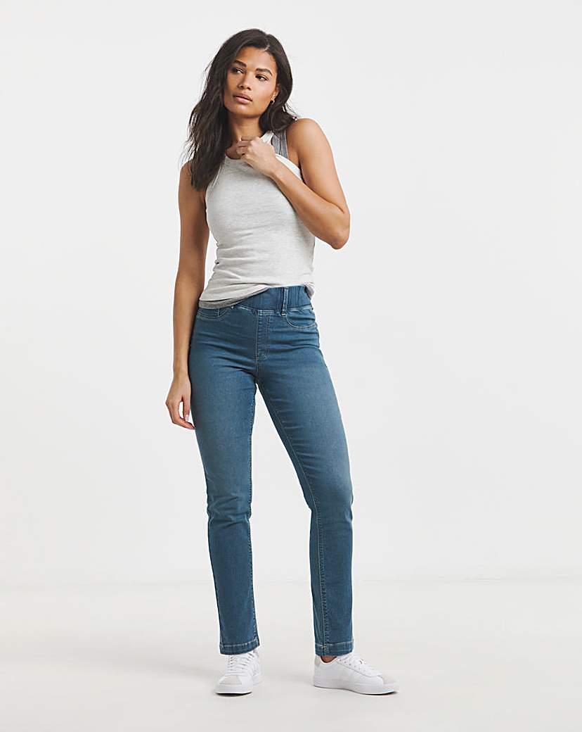 Mid Wash Slim Pull On Jeggings