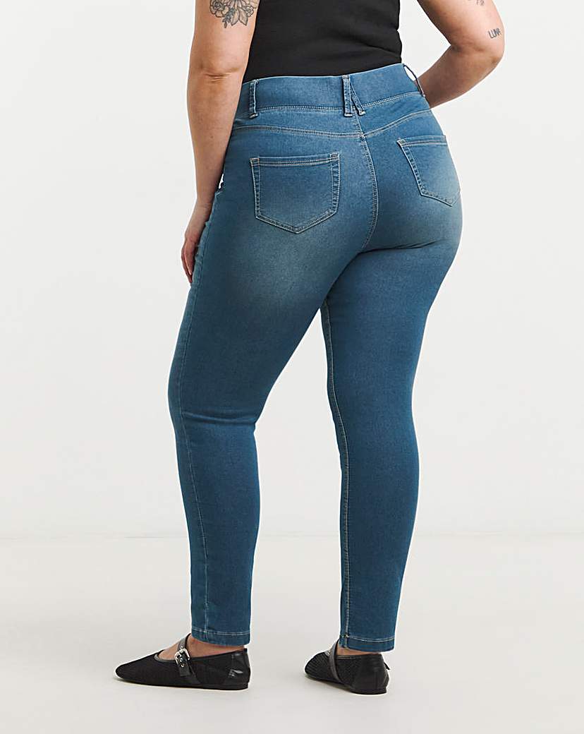 Mid Wash Slim Pull On Jeggings