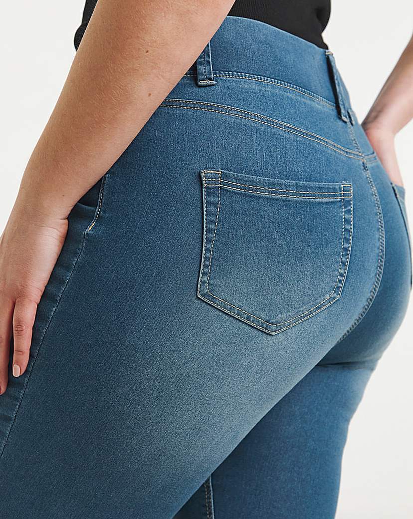 Mid Wash Slim Pull On Jeggings