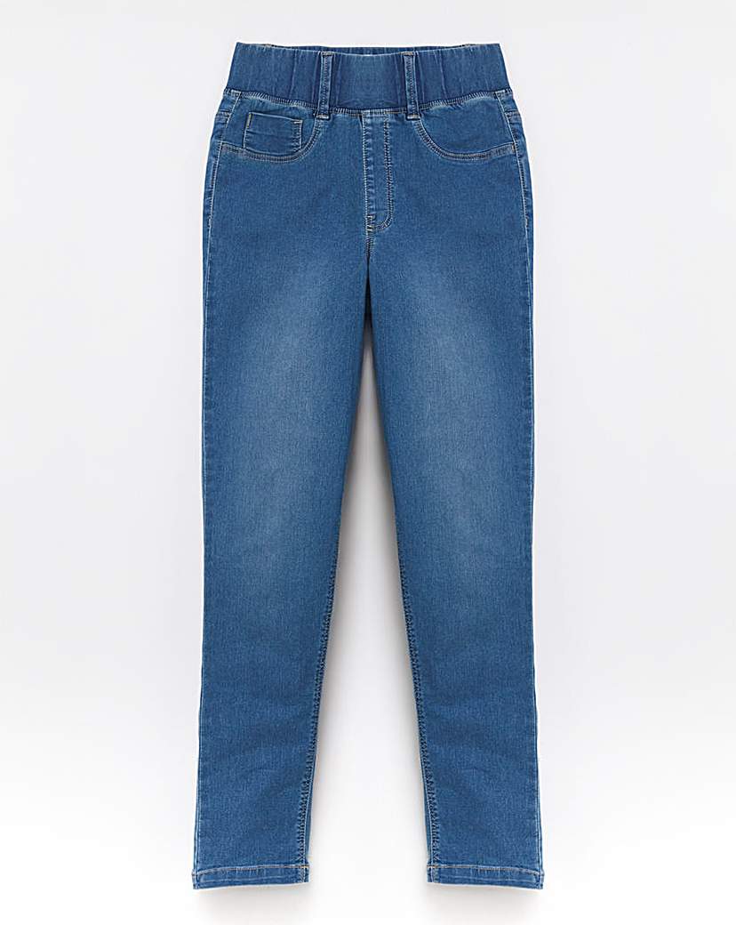 Mid Wash Slim Pull On Jeggings
