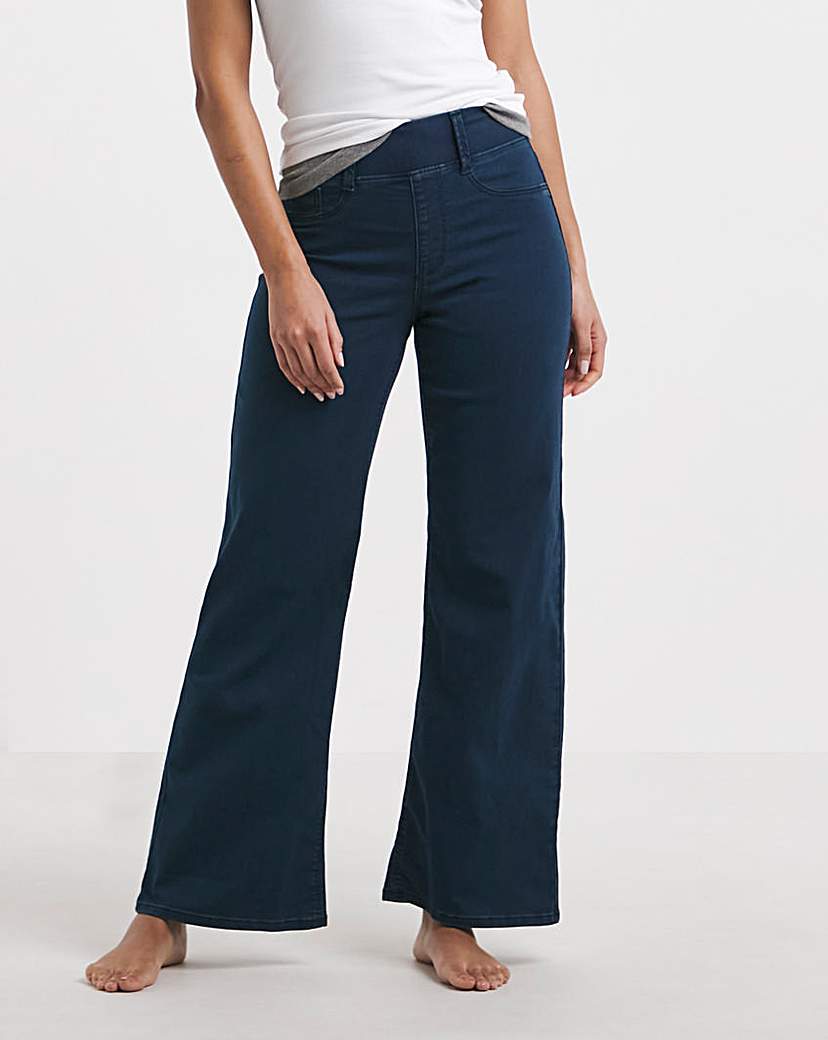 Dark Blue Wide Pull On Jeggings