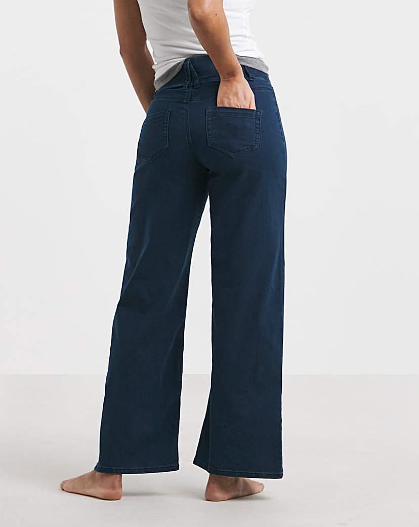Dark Blue Wide Pull On Jeggings