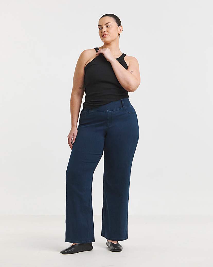 Dark Blue Wide Pull On Jeggings