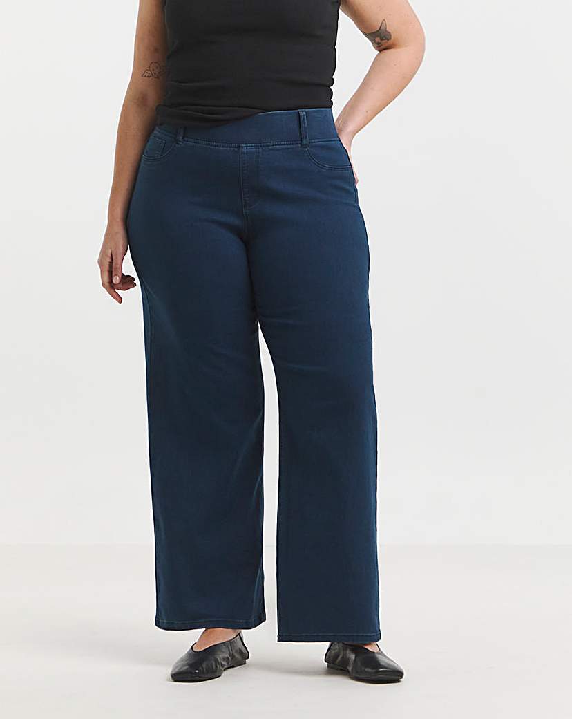 Dark Blue Wide Pull On Jeggings