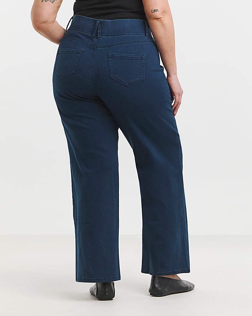 Dark Blue Wide Pull On Jeggings
