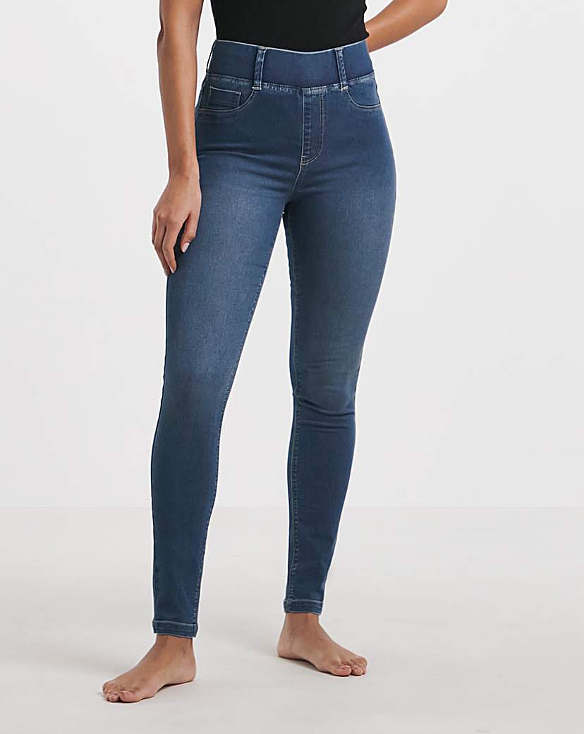 Mid Wash Skinny Pull On Jeggings