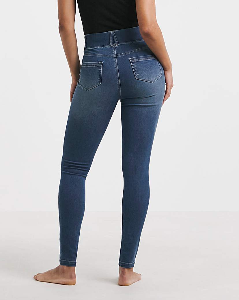Mid Wash Skinny Pull On Jeggings