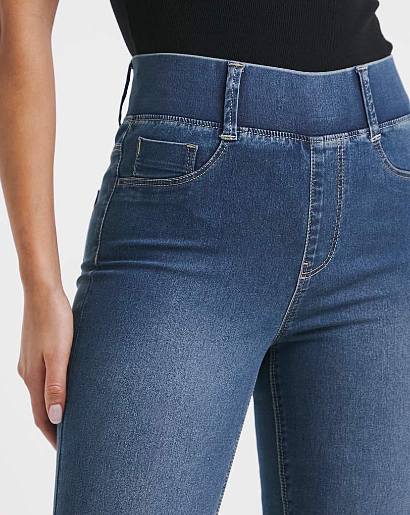 Mid Wash Skinny Pull On Jeggings