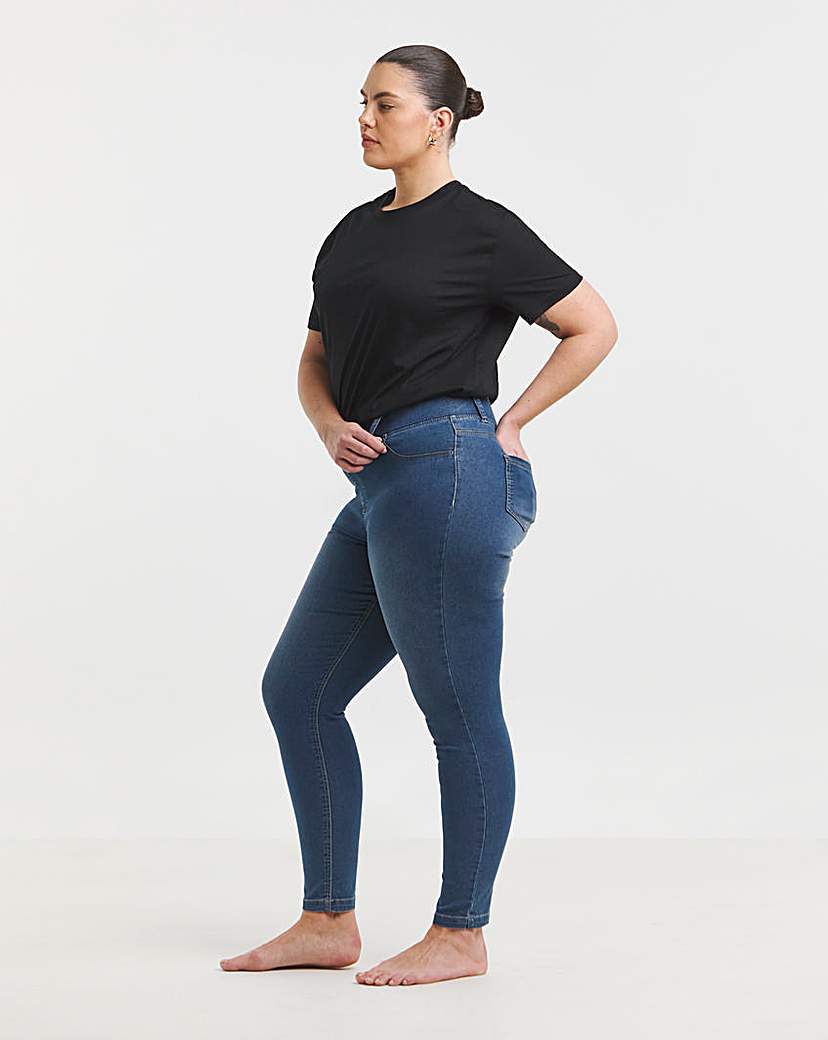 Mid Wash Skinny Pull On Jeggings