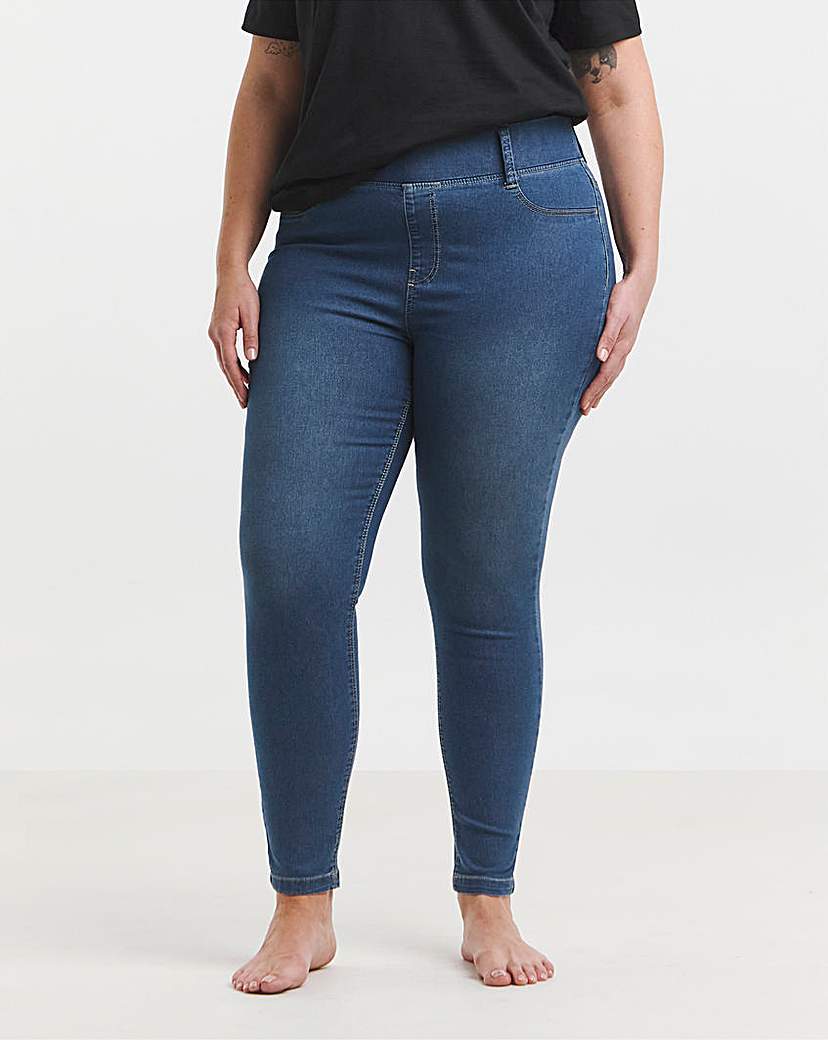 Mid Wash Skinny Pull On Jeggings