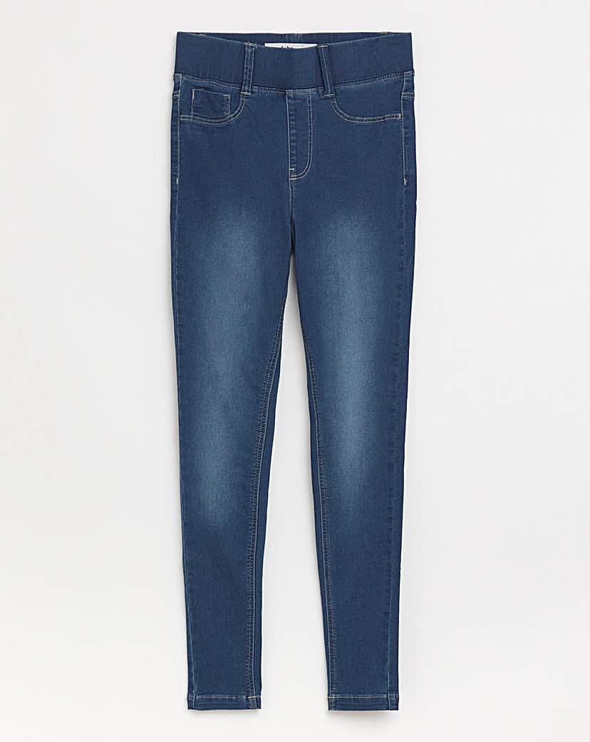 Mid Wash Skinny Pull On Jeggings