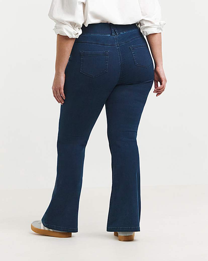 Dark Blue Flared Pull On Jegging