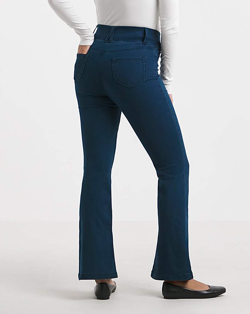 Dark Blue Flared Pull On Jegging