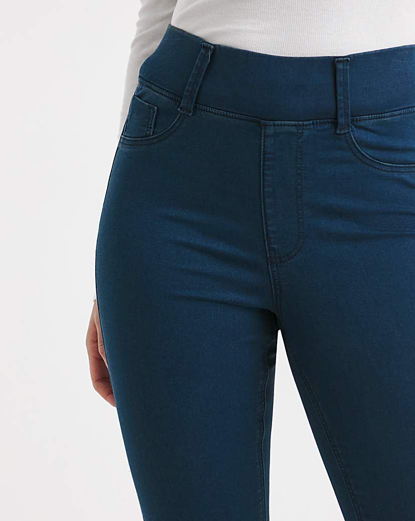 Dark Blue Flared Pull On Jegging