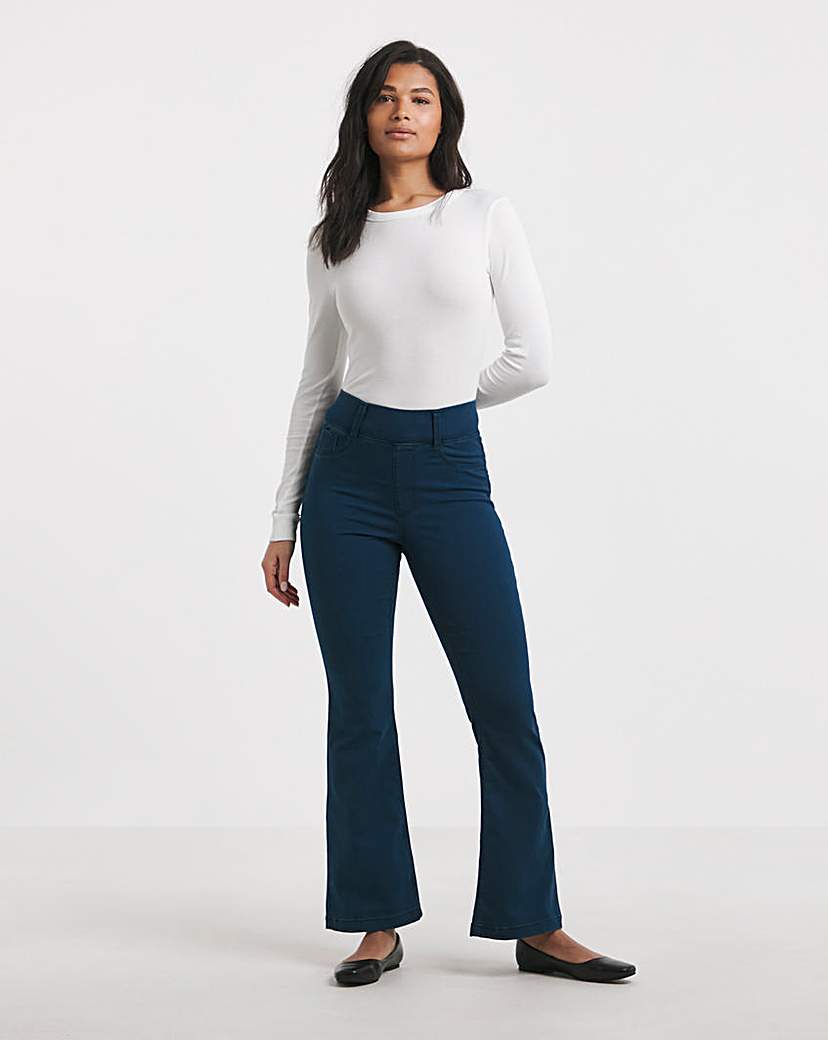 Dark Blue Flared Pull On Jegging