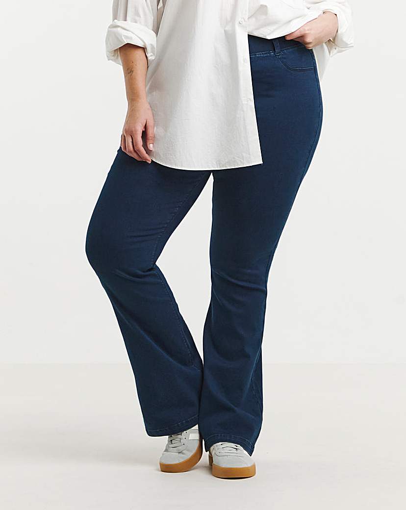 Dark Blue Flared Pull On Jegging
