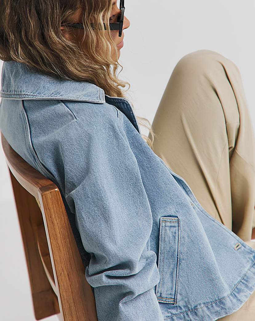 Light Wash Denim Cropped Trench