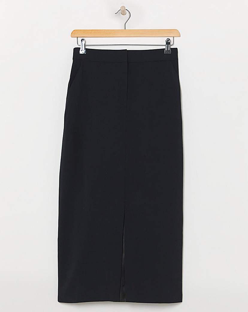 Black Utility Cargo Denim Maxi Skirt