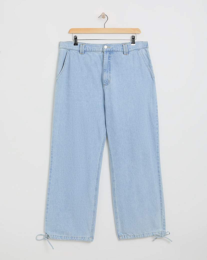 Light Wash Tie Detail Parachute Jeans