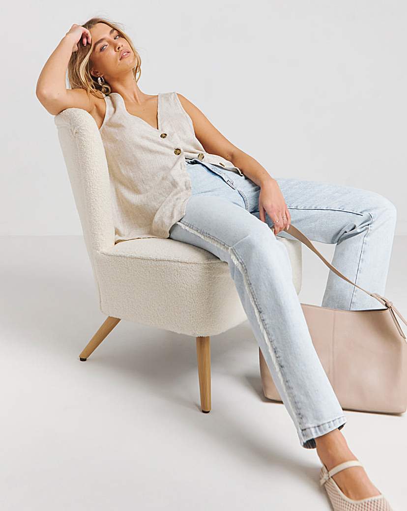Acod Wash Frayed Side Straight Leg Jean