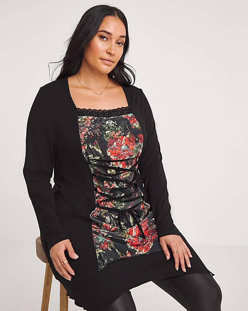 Joe Browns Black Romantic Roses Tunic