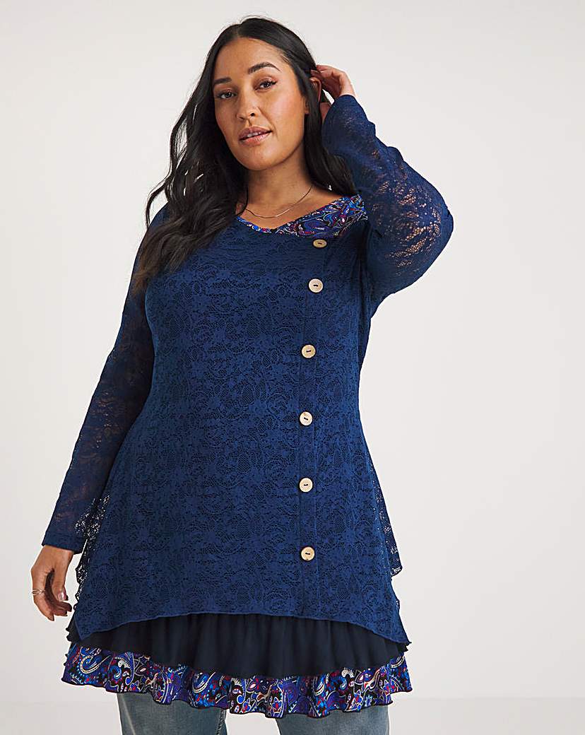 Joe Browns Blue Lovely Lace Tunic