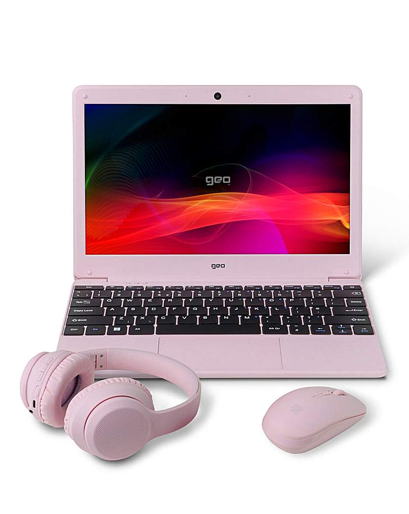 Geobook 110 11.6in Pink Laptop Bundle