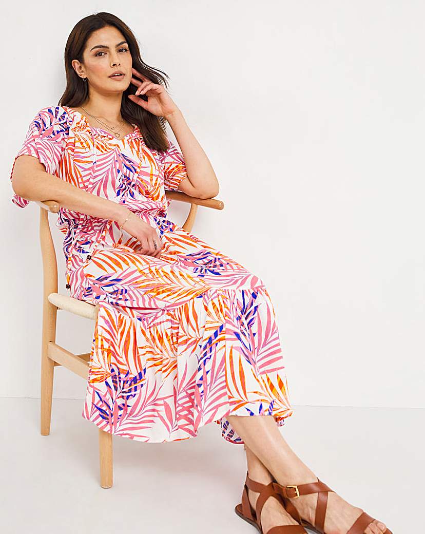 Julipa Crinkle Palm Tree Maxi Dress